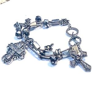 3 Strand Gorgeous Multi-Strand Cross Bracelet Adj 7”-8”